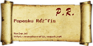 Popesku Ráfis névjegykártya
